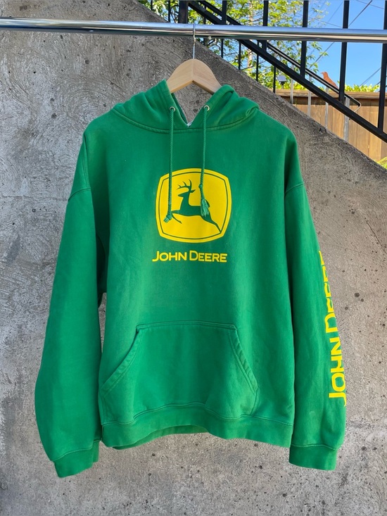 John Deere Other - Green and yellow John Deere heavyweight spellout hoodie size large